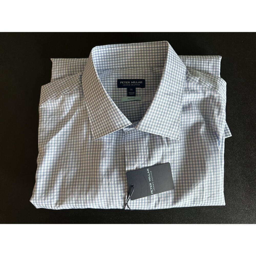Peter Millar Men’s Long Sleeve Francis Button Up Flex Finish Blue Sport Shirt XL